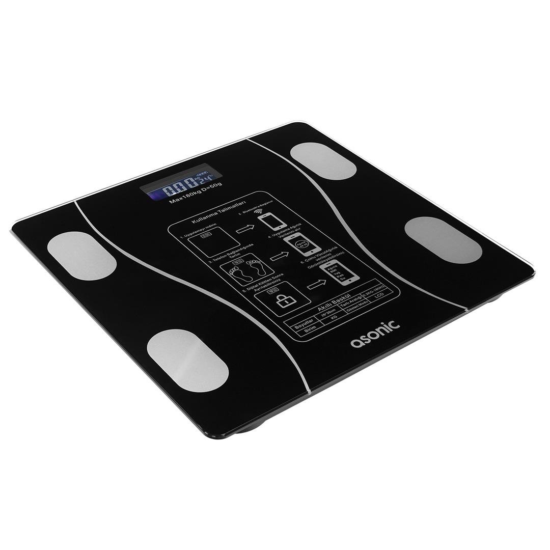 ASONIC BS260 260*260MM 2*AAA PİL HEDİYELİ SİYAH DİJİTAL BLUETOOTH BASKÜL Fiyatı - Merter Elektronik