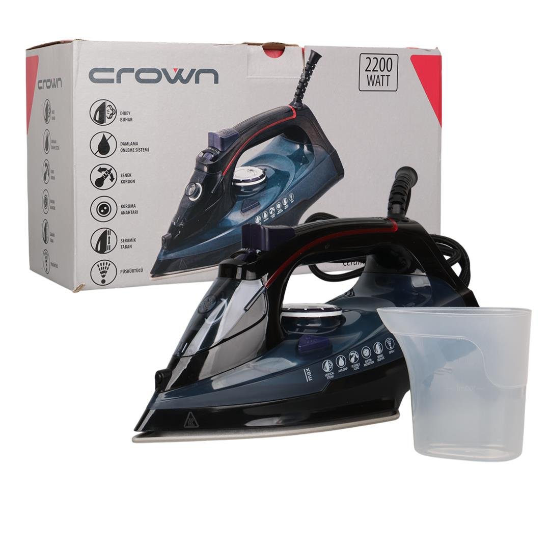CROWN CRW-7206 SERAMİK TABAN 2200W MAVİ BUHARLI ÜTÜ