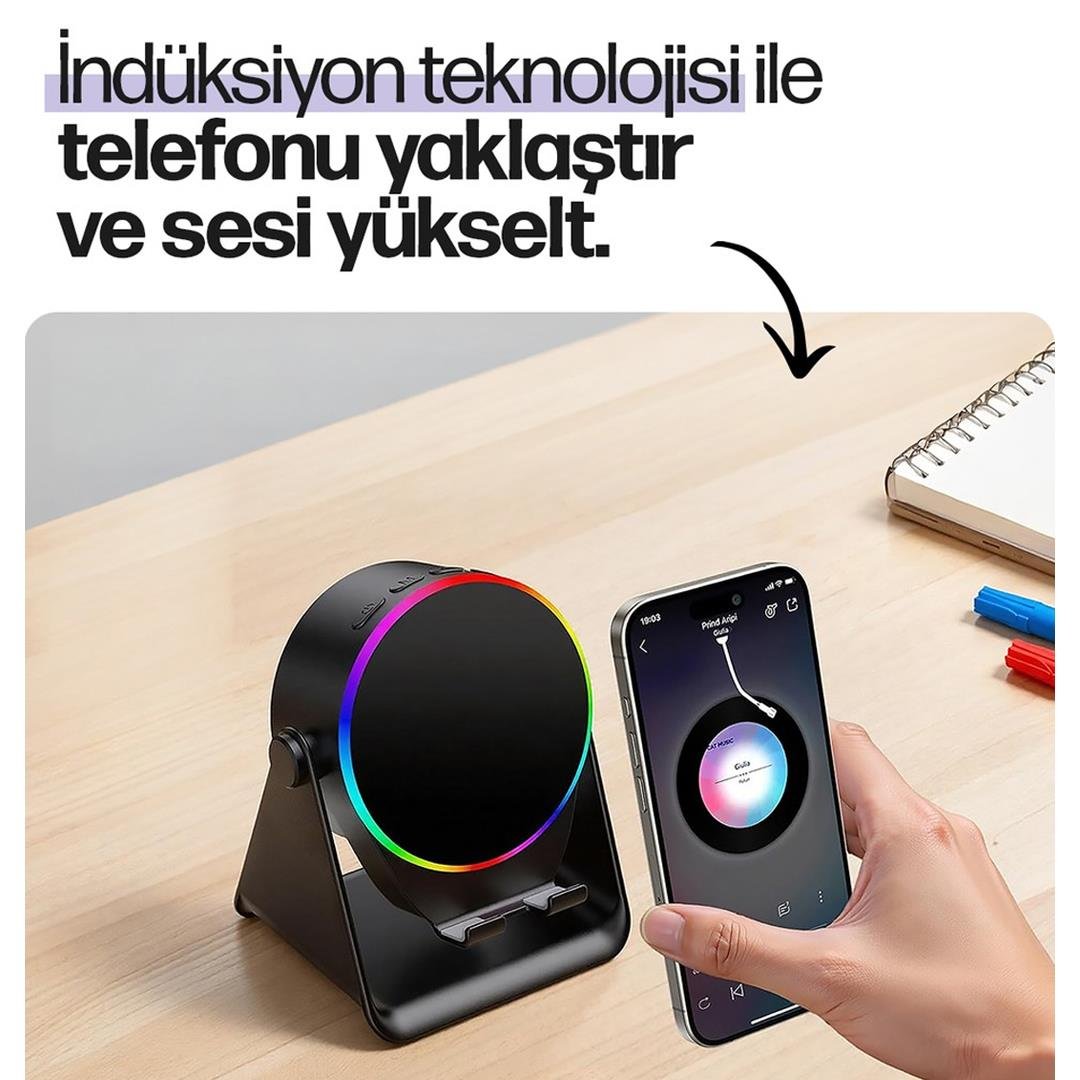 ENKADO EKD-S11 5IN1 WIRELESS INDUCTION  BLUTOOTH 5W 2000 MAH RGB BEYAZ SPEAKER