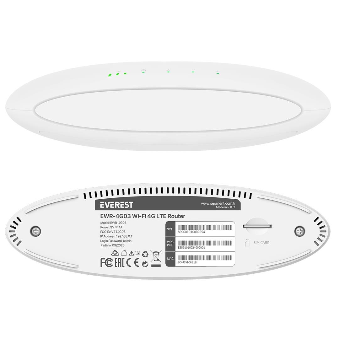 EVEREST EWR-4G03 300 MBPS 2.4GHZ WİFİ 1*WAN 1*LAN 1*SİM KART GİRİŞLİ ROUTER Fiyatı - Merter Elektronik