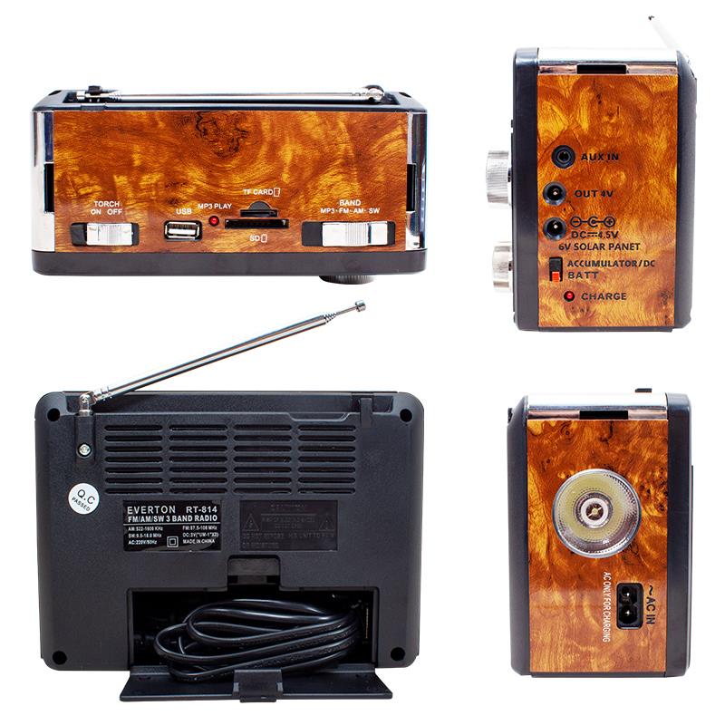 EVERTON RT-814 GÜNEŞ PANELLİ FENERLİ ŞARJLI USB/FM PORTATİF RADYO
