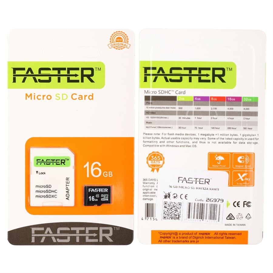 FASTER 16 GB MICRO SD HAFIZA KARTI Fiyatı - Merter Elektronik