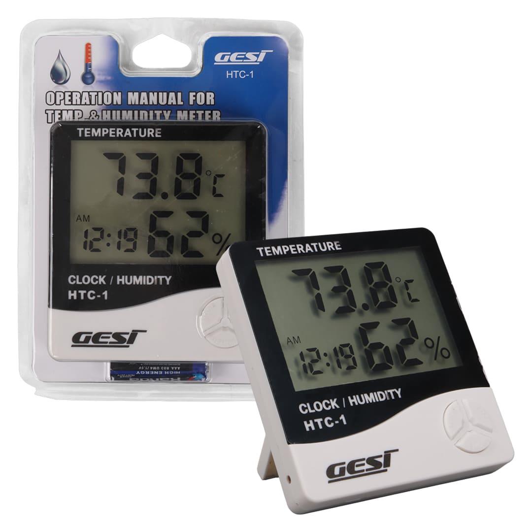 GESİ HTC-1 ODA TİPİ EKRANLI SICAKLIK NEM ÖLÇER TERMOMETRE - SAAT ÖZELLİKLİ