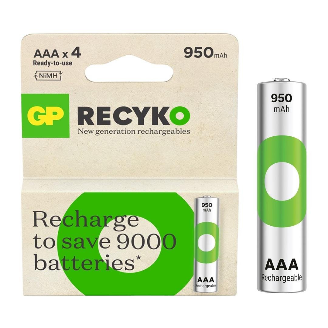 Gp Recyko 950 mAh AAA 4'lü Şarjlı İnce Kalem  Pil GP100AAAHCE-2EB4 (GPRHC103E001) Fiyatı - Merter Elektronik