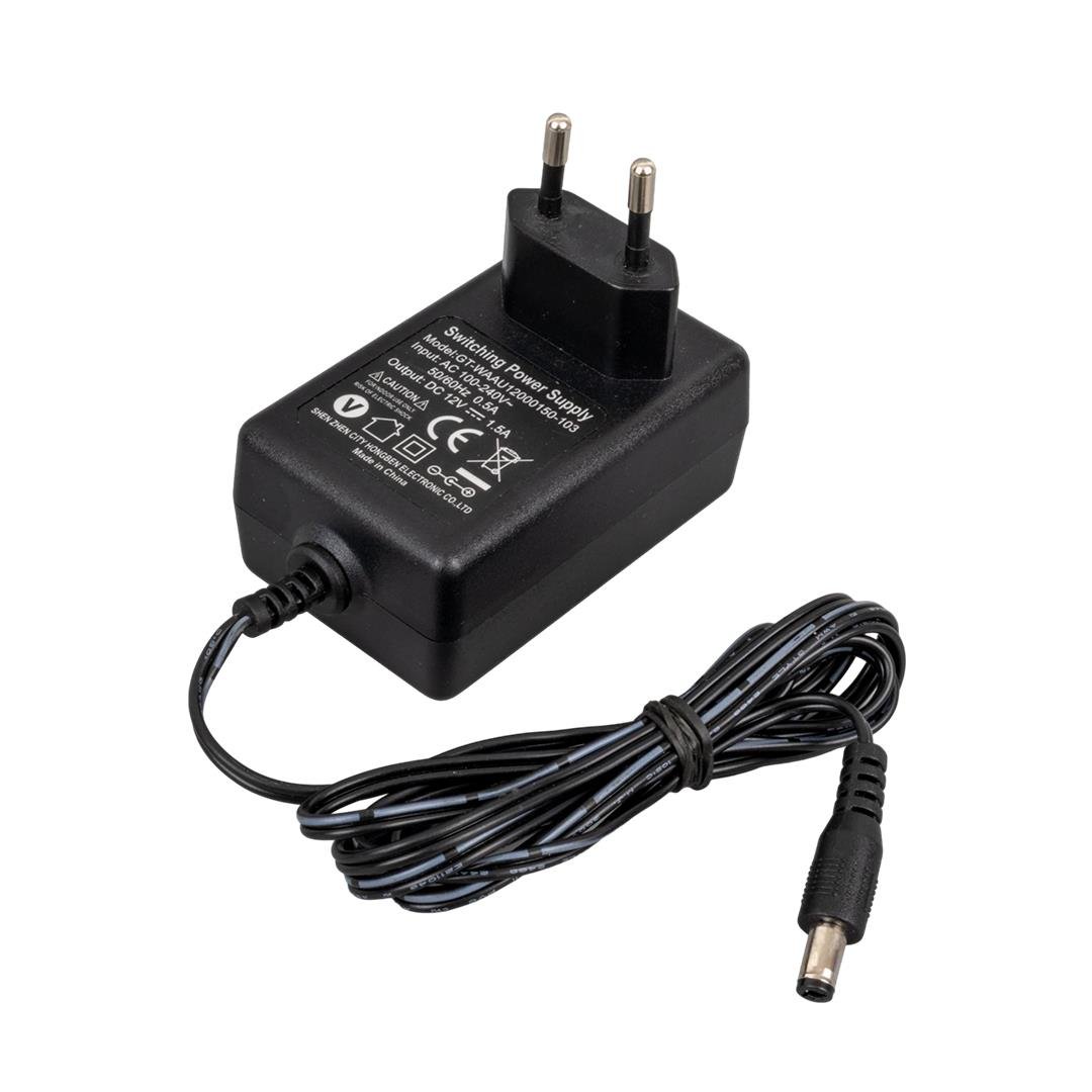 GT-WAAU12000150-103 12 VOLT 1.5 AMPER 5.5X2.5MM UÇLU PLASTİK KASA PRİZ TİPİ ADAPTÖR