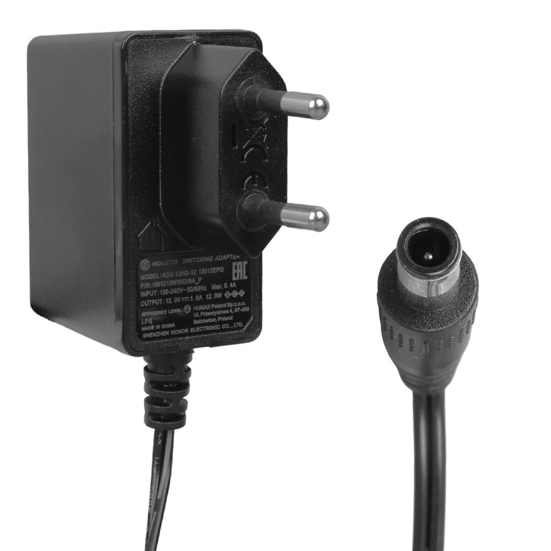 POWERMASTER 12 VOLT - 1 AMPER - 12 WATT 5.5*3.0 İĞNELİ UÇ PLASTİK KASA PRİZ TİPİ ADAPTÖR