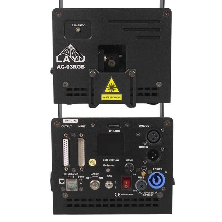 LAYU AC-03RGB 3 WATT RGB LAZER 25KPPS DOUBLE SAFETY DESIGN SD CARD DMX ILDA ANALOG Fiyatı - Merter Elektronik