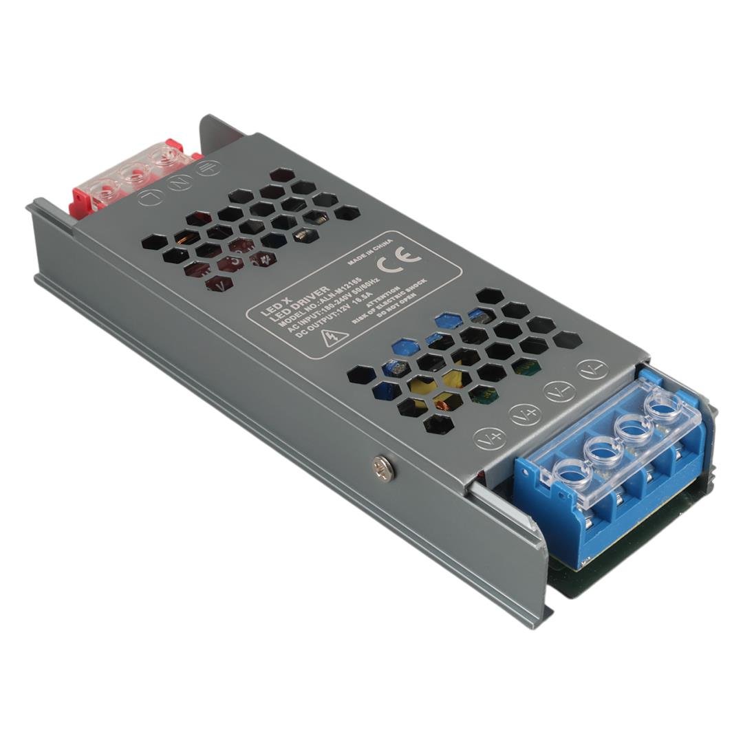 LEDX 12 VOLT 16.5 AMPER 138X50X23 MM ULTRA SLIM METAL KASA ADAPTÖR