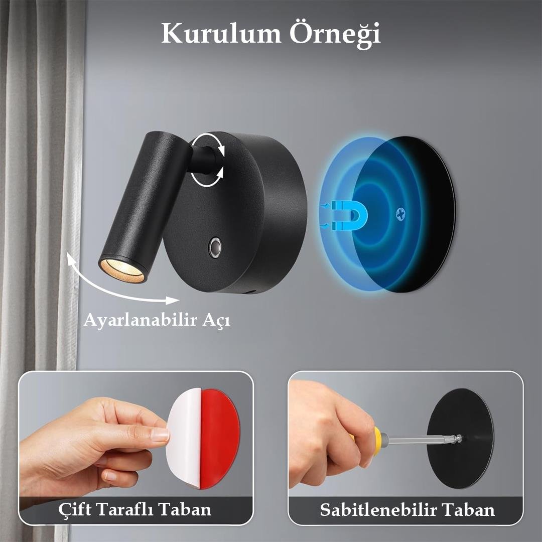 LEDX AL-XYD05 ÇOK FONKSİYONLU DOKUNMATİK DUVAR APLİK
