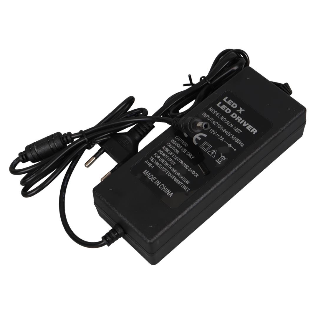 LEDX ALN-1207 12 VOLT - 7 AMPER 5.5*2.5 UÇLU PLASTİK KASA MASAÜSTÜ ADAPTÖR