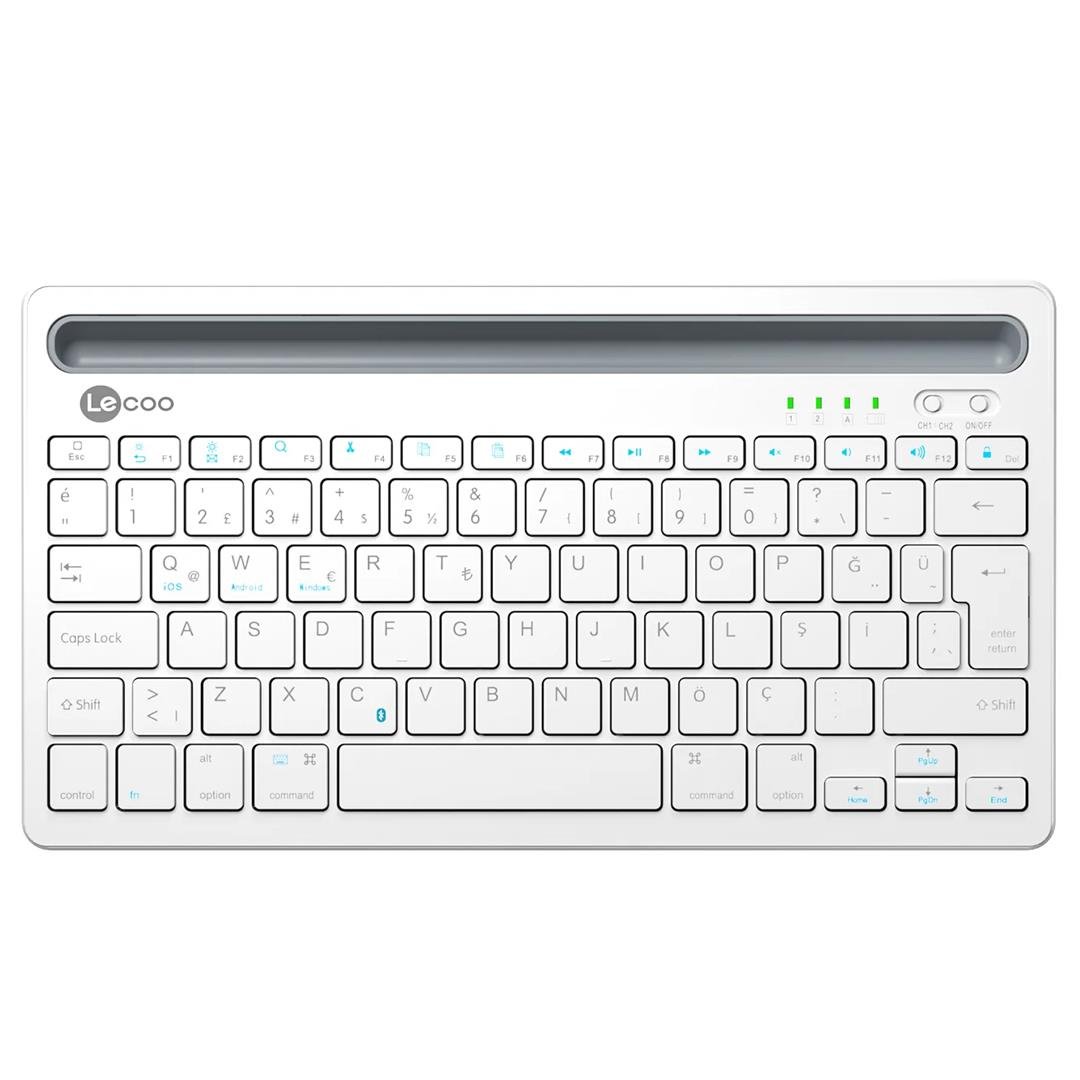 LECOO BK100 BLUETOOTH V3.0 ŞARJ EDİLEBİLİR KABLOSUZ BEYAZ TÜRKÇE Q KLAVYE