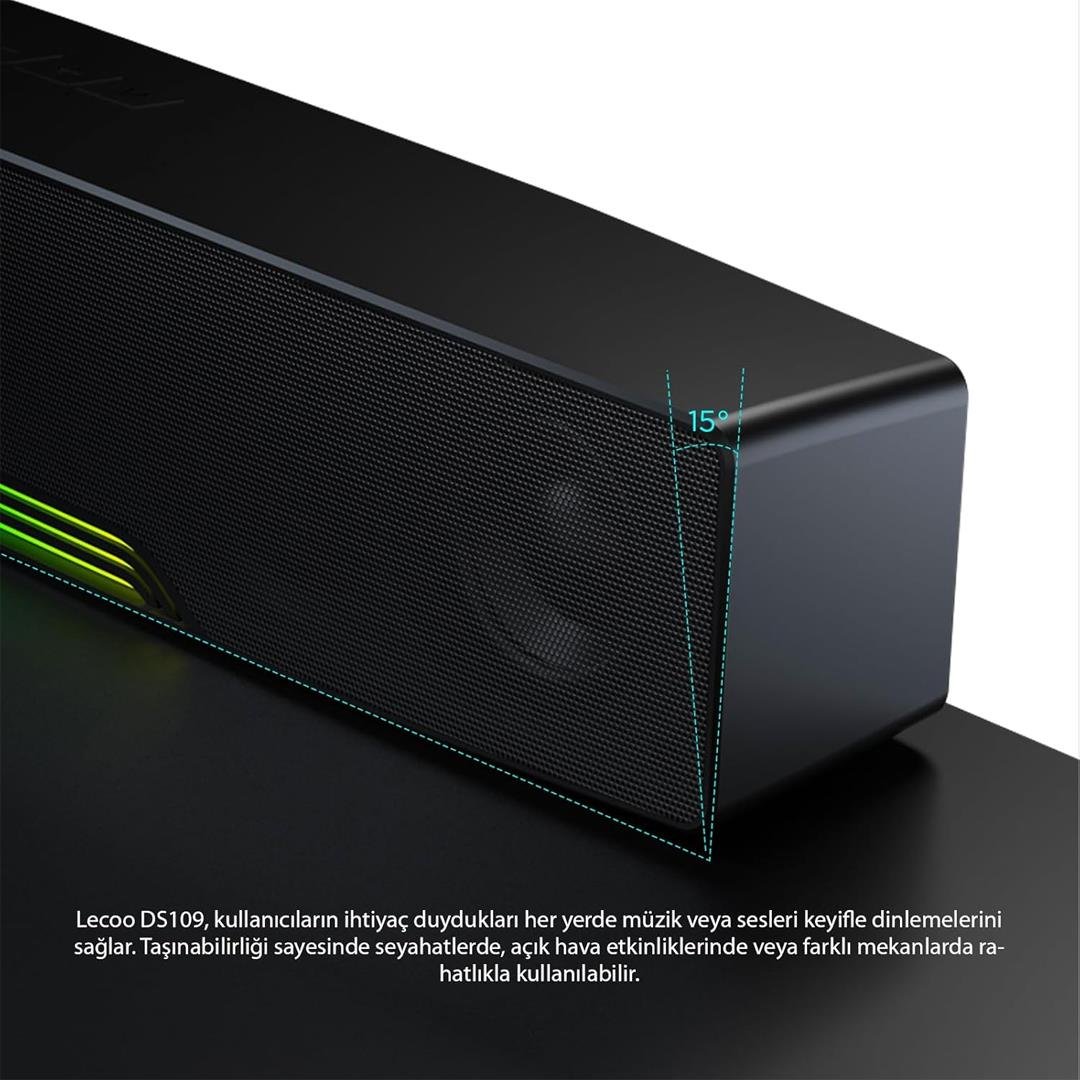 LENOVO LECOO DS109 USB-SD-AUX-BLUETOOTH 5.0 STEREO 10 W TAŞINABİLİR SOUNDBAR SPEAKER SİYAH HOPARLÖR