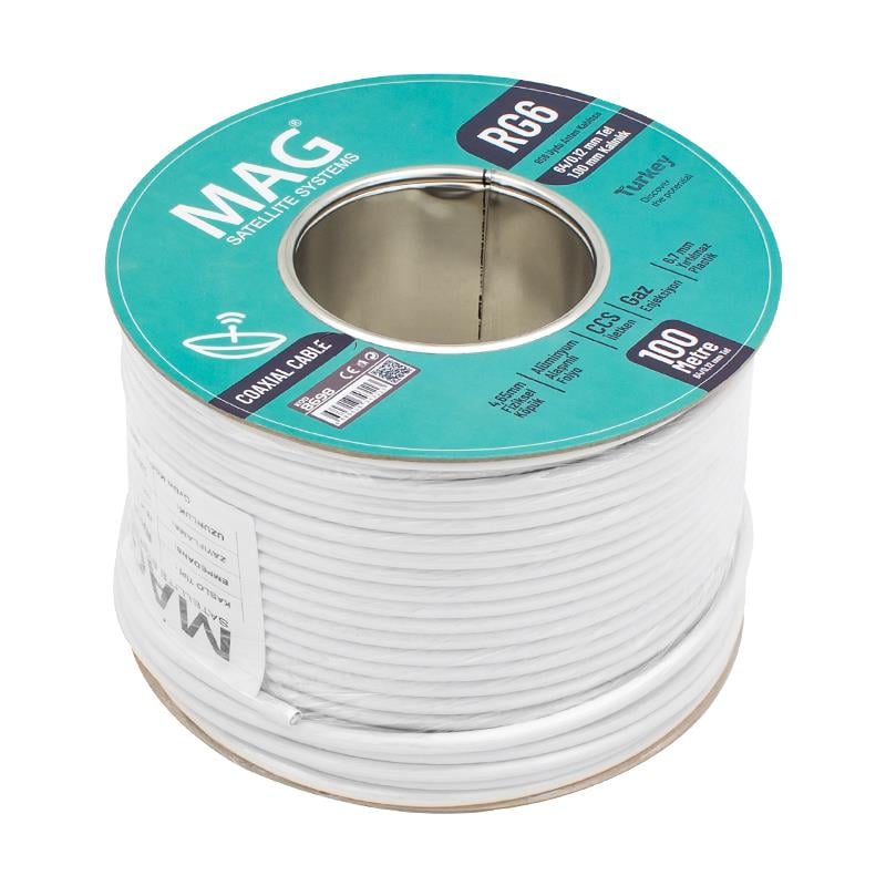 MAG RG6/U6 1.00 MM 64*0.12 TEL CCS MAKARALI YERLİ ÜRETİM ANTEN KABLOSU  (100 METRE)
