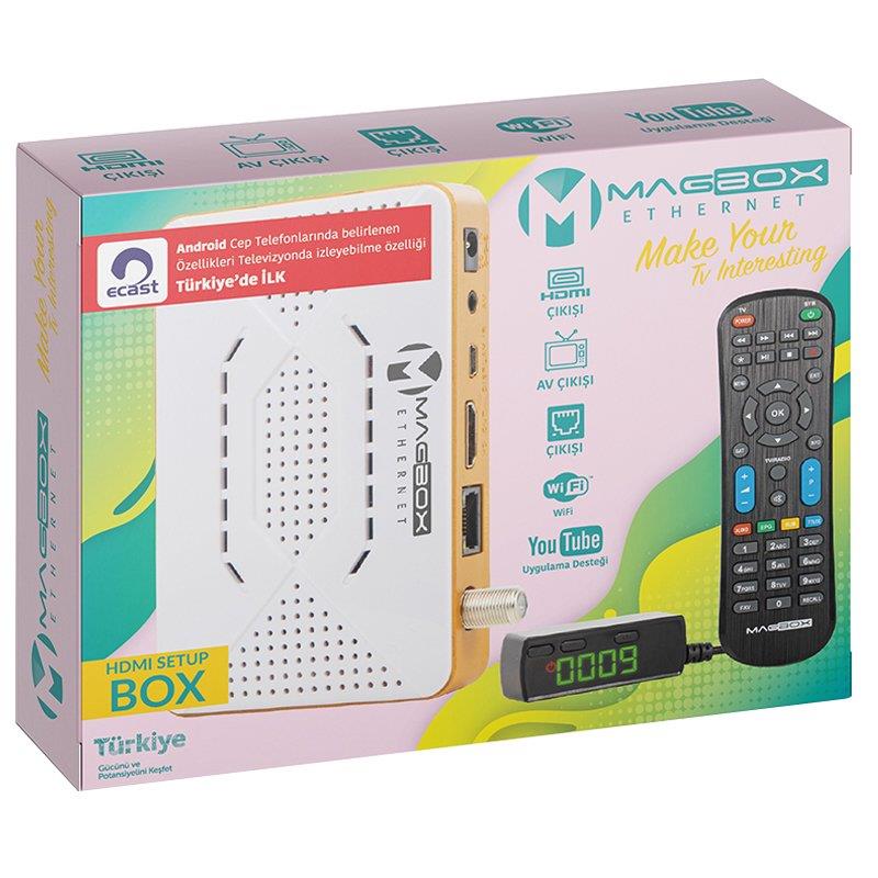 MAGBOX ETHERNET FULL HD ETHERNETLİ ÇİFT USBLİ FREE IP BOX UYDU ALICISI (DAHİLİ AKILLI KUMANDA)