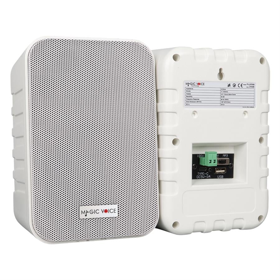 MAGICVOICE F-LHY4A 10 CM 4 10 WATT BEYAZ ÇİFTLİ USBLİ TRAFOLU SÜTUN HOPARLÖR Fiyatı - Merter Elektronik