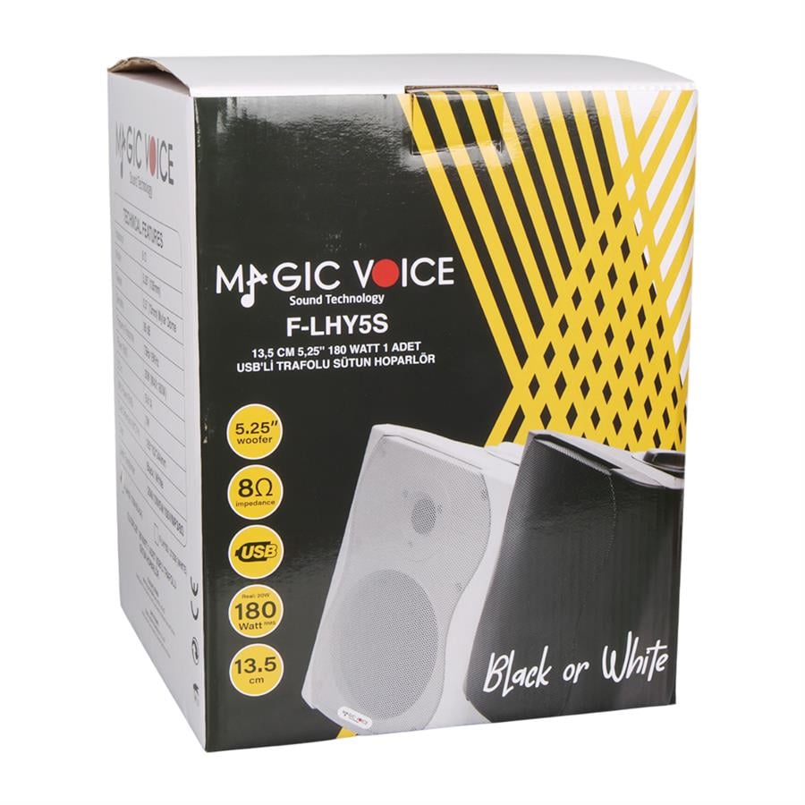 MAGICVOICE F-LHY5S 13,5 CM 5,25 20 WATT SİYAH TEKLİ USBLİ TRAFOLU SÜTUN HOPARLÖR Fiyatı - Merter Elektronik