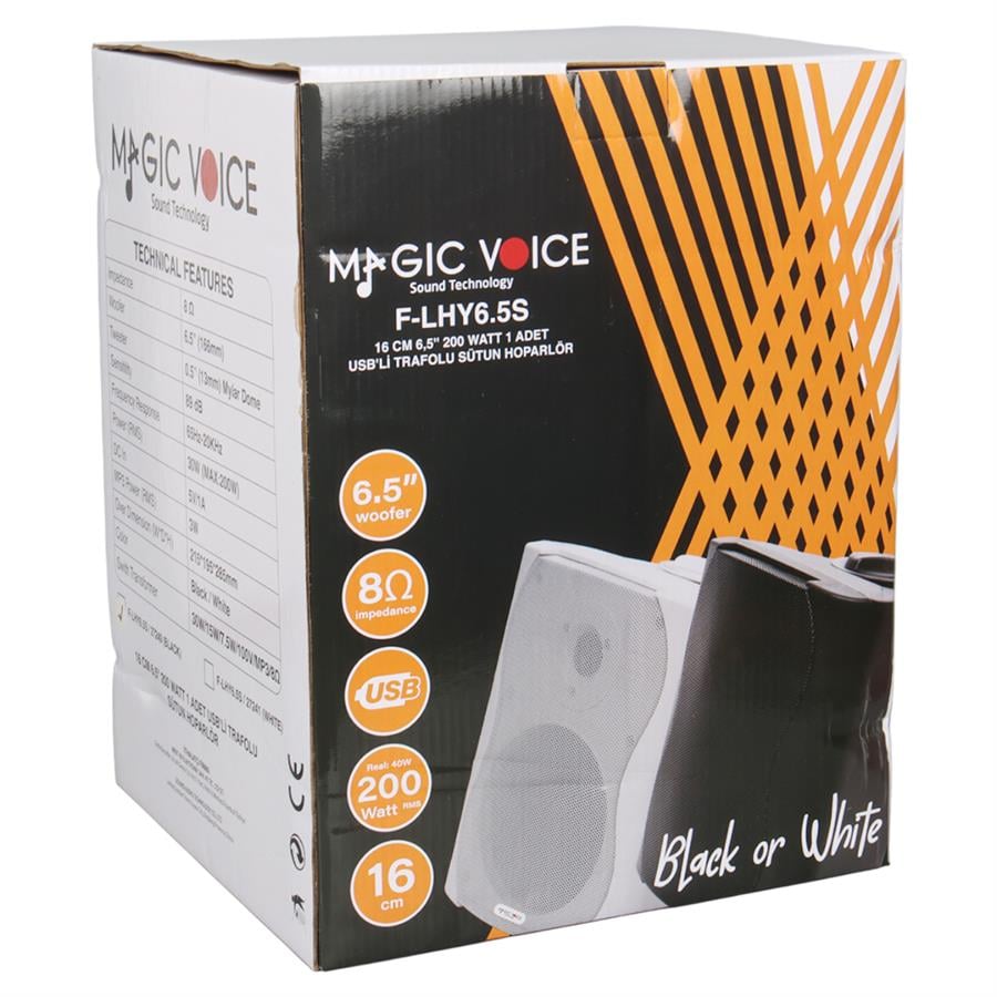 MAGICVOICE F-LHY6.5S 16 CM 6,5 40 WATT SİYAH TEKLİ USBLİ TRAFOLU SÜTUN HOPARLÖR Fiyatı - Merter Elektronik
