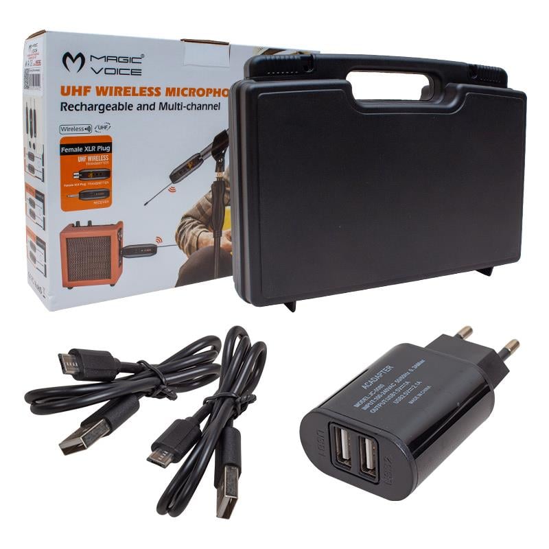 MAGICVOICE MV-19595 UHF GİTAR TİP KABLOSUZ MİKROFON ÜÇLÜ SET(RECEIVER XLR)