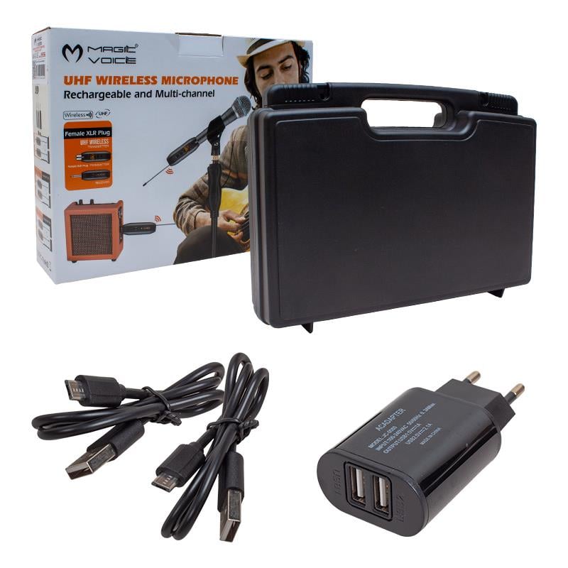 MAGICVOICE MV-19596 UHF ENSTRÜMAN TİP KABLOSUZ MİKROFON ÜÇLÜ SET(KÜRSÜ-YAKA MİKROFONLU)(XLRLİ)
