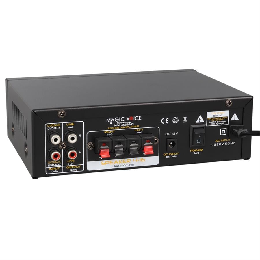 Magicvoice MV-22560 2x20W 4-8 Ohm USB/SD Girişli Bluetooth'lu 2 Mikrofon Girişli Trafosuz Stereo Mini Anfi Fiyatı - Merter Elektronik