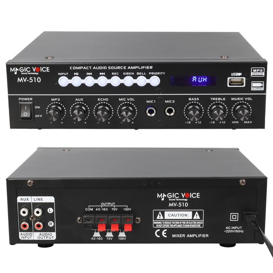 Magicvoice MV-510 50 Watt Usb-Sd-Bluetooth Girişli Hat Trafolu Anfi Fiyatı - Merter Elektronik