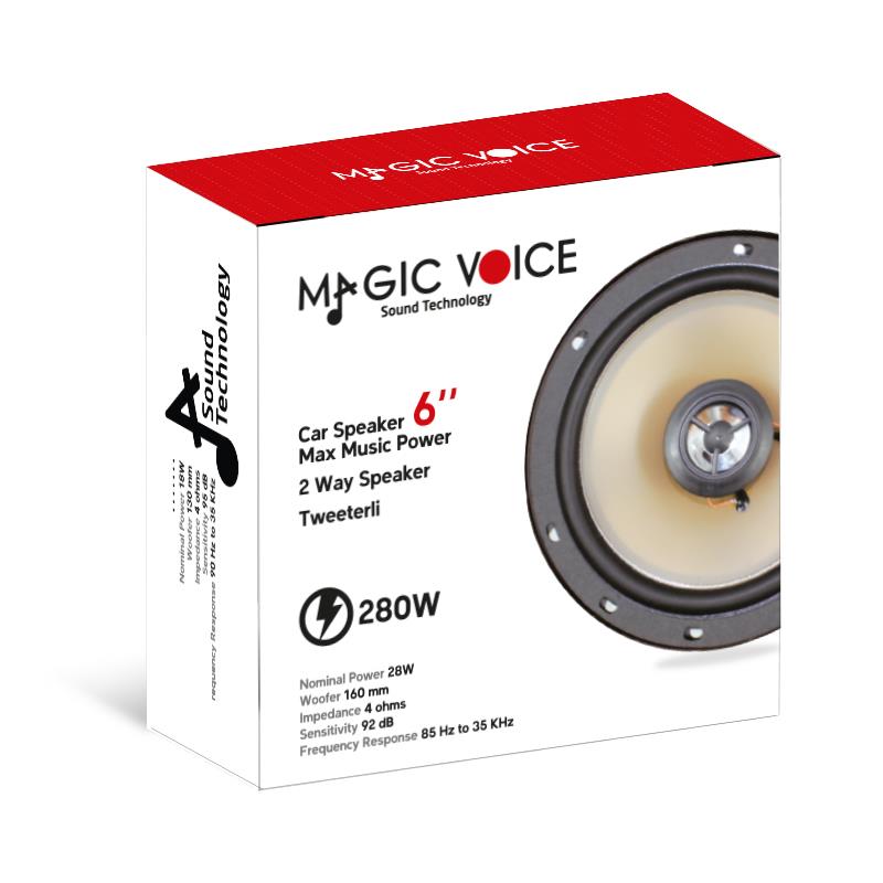 MAGICVOICE TS-613B 6 16 CM 280 WATT ÇİFT YOLLU TWEETERLI TEKLİ OTO HOPARLÖR (YEDEK HOPARLÖR)