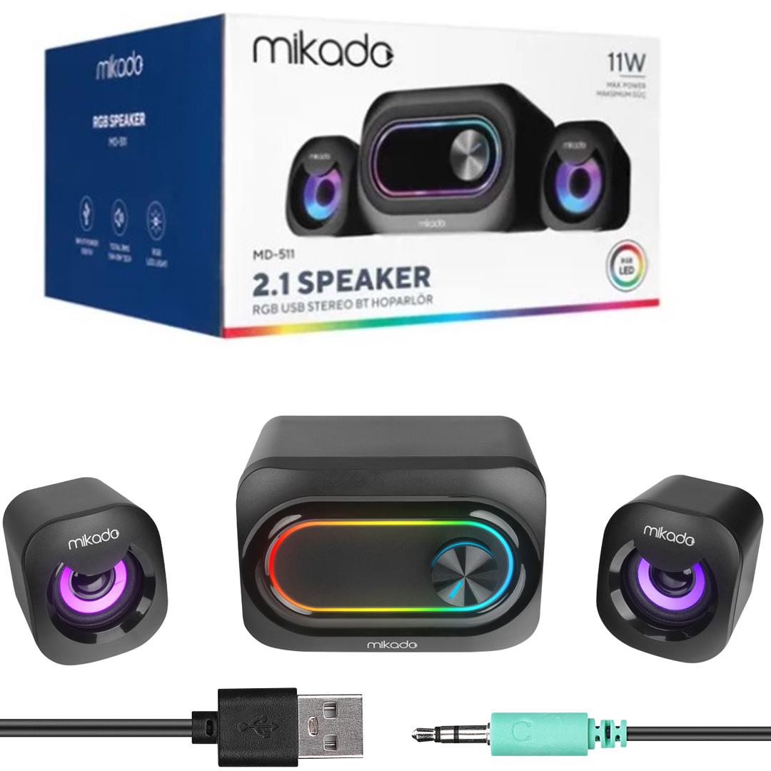 MİKADO MD-511 5W+3WX2 USB RGB LEDLİ 2.1 GAMING SPEAKER Fiyatı - Merter Elektronik