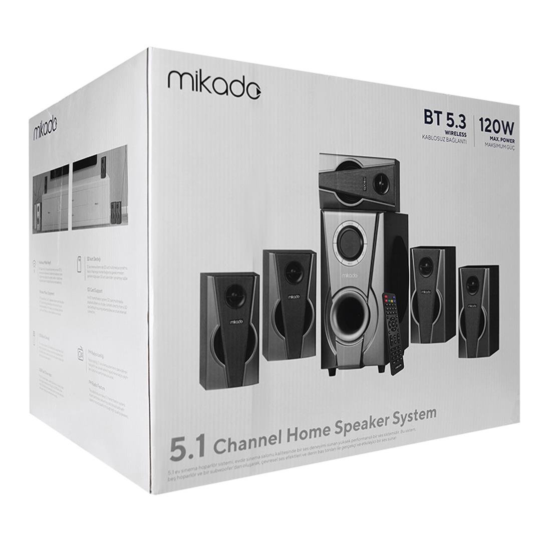 Mikado MD-672BT 5+1 Bluetooth Speaker 120W Usb+SD+FM Destekli Multimedia Ev Sinema Ses Sistemi Fiyatı - Merter Elektronik