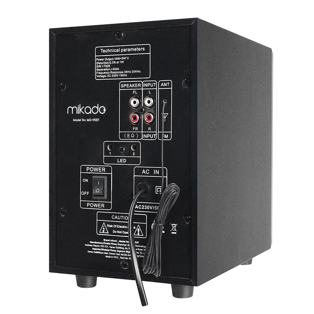 Mikado MD-95BT 20W Siyah Multimedya FM/BT/SD/USB Speaker Hoparlör 2+1 Ses Sistemi Fiyatı - Merter Elektronik
