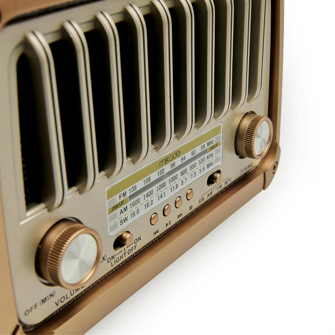 MIKADO MDR-327 AHŞAP USB-TF DESTEKLİ BLUETOOTH FM/AM/SW 3 BAND NOSTALJİK RADYO