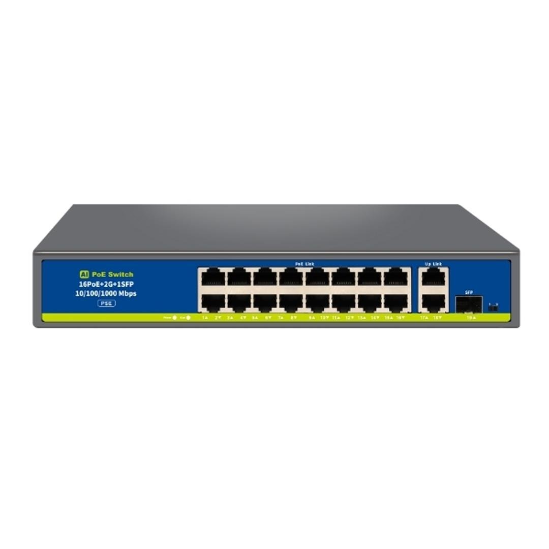 NOVACOM NVC-PSEG1622 16 PORT FULL GIGA POE 2 PORT UPLİNK 100/1000Mb 2 SFP PORT SWİTCH