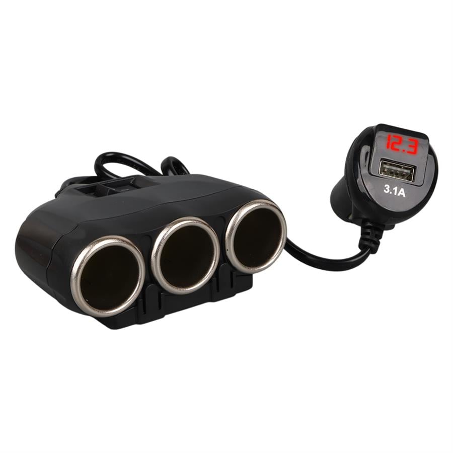 Olesson 1634 12-24V 3Lü Usbli 120W 80Cm Kablolu Dijital Ekranlı Araç Çakmak Çoklayıcı Fiyatı - Merter Elektronik