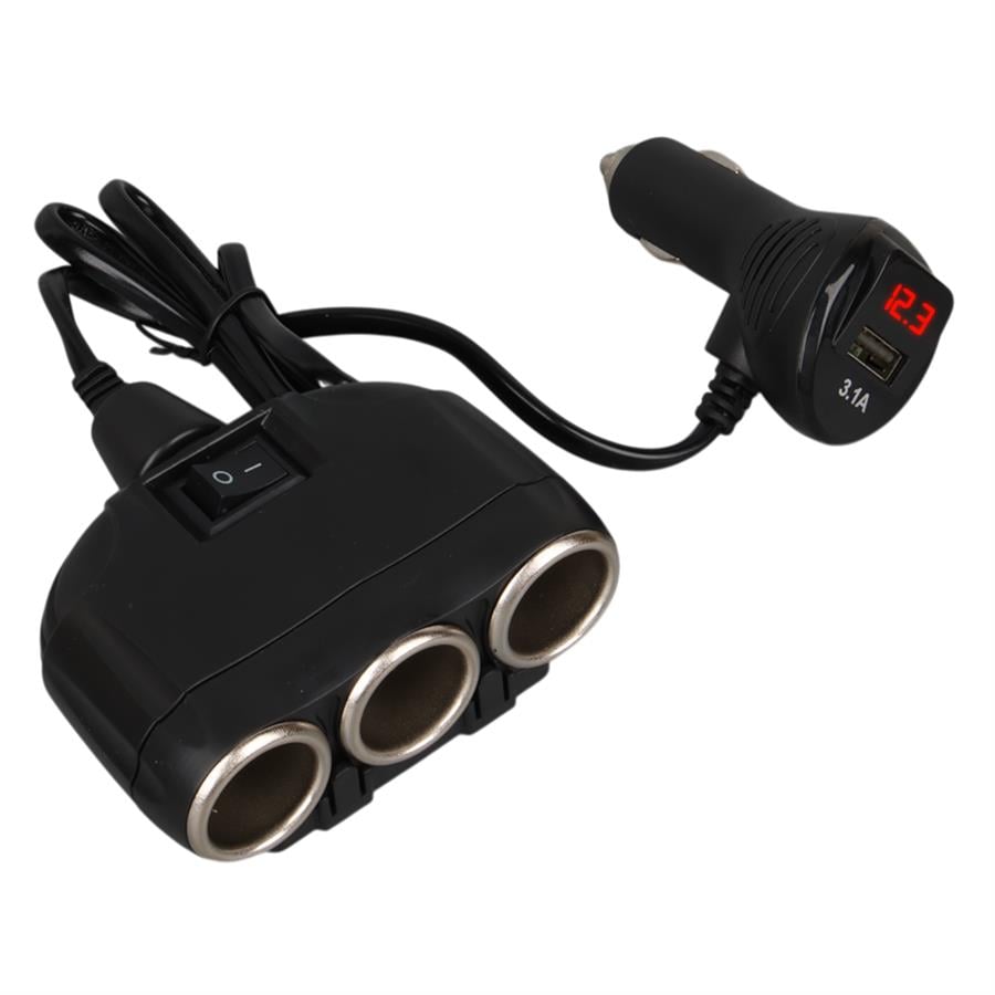 Olesson 1634 12-24V 3Lü Usbli 120W 80Cm Kablolu Dijital Ekranlı Araç Çakmak Çoklayıcı Fiyatı - Merter Elektronik