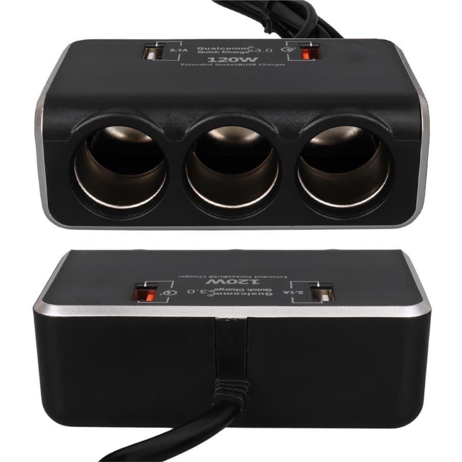 Olesson 1639 12-24V 3Lü Çift Usbli 120W 80Cm Kablolu Dijital Ekranlı Araç Çakmak Çoklayıcı Fiyatı - Merter Elektronik