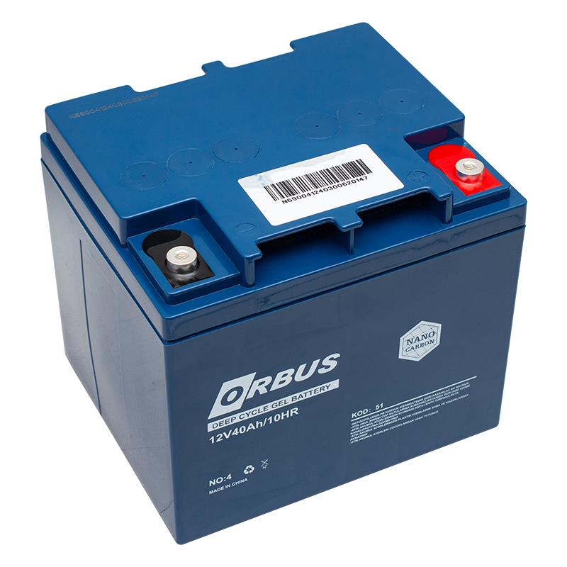 ORBUS 12 VOLT - 40 AMPER JEL TİP KARBON SOLAR AKÜSÜ (197 X 165 X 170 MM)