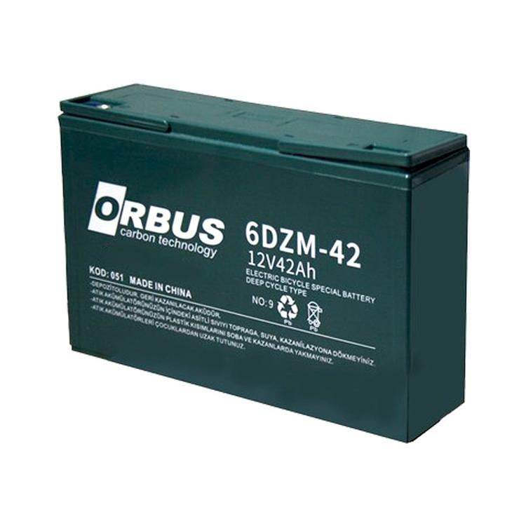 ORBUS 6DZM42 12 VOLT - 42 AMPER ELEKTRİKLİ BİSİKLET AKÜSÜ (270 X 77 X 170 MM)