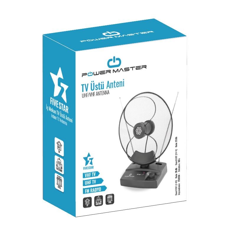 POWERMASTER 292 FIVE STAR İÇ MEKAN ELEKLİ TV ÜSTÜ ANTEN