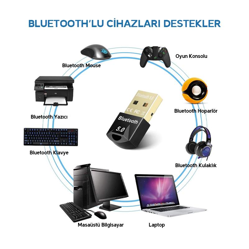 POWERMASTER BLUETOOTH 5.0 MINI USB DONGLE ADAPTÖR (TAK-ÇALIŞTIR)