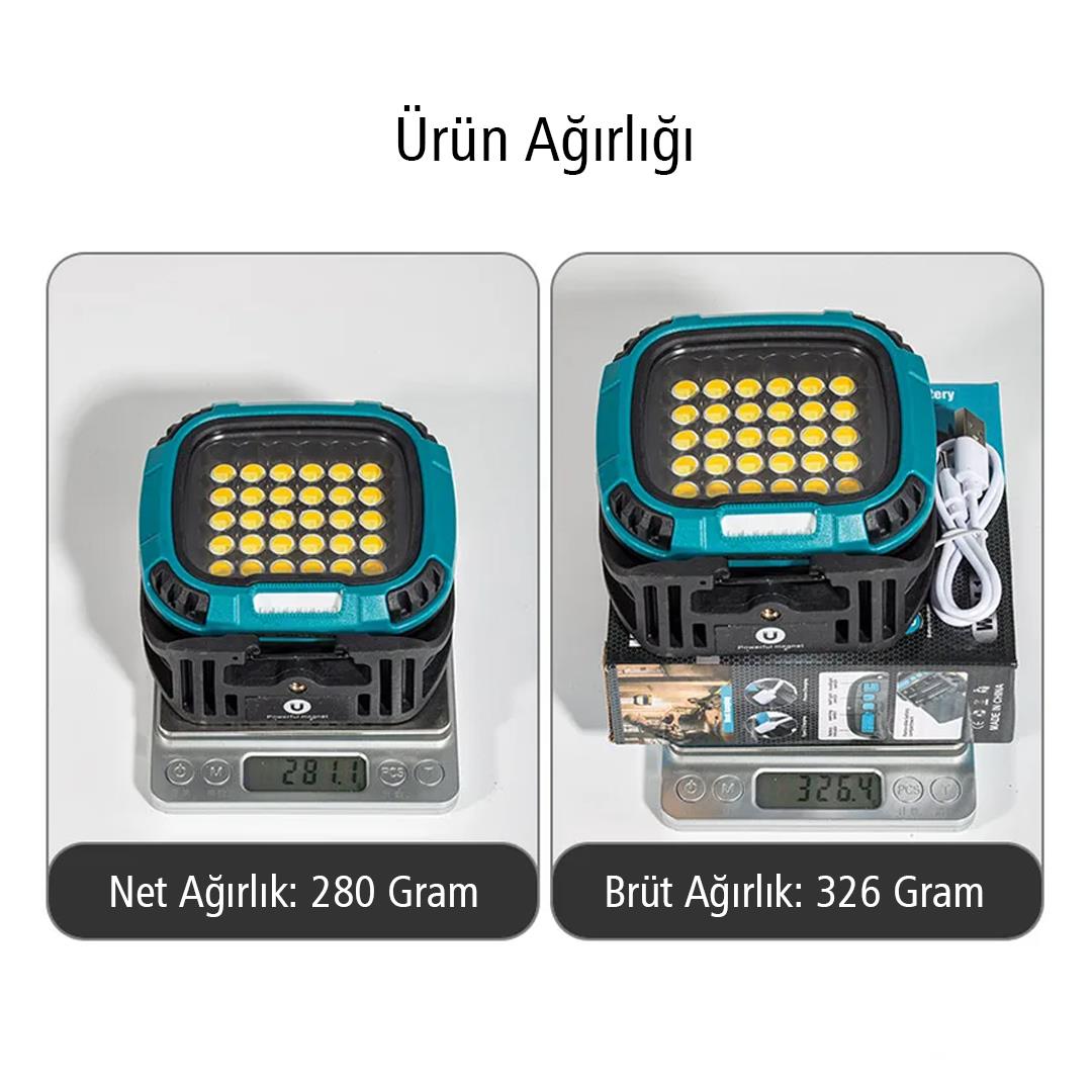 POWERMASTER MX-W893 4000K - 7000K - KIRMIZI 30 COB LEDLİ ÇOK FONKSİYONLU ÇALIŞMA LAMBASI (POWERBANK)