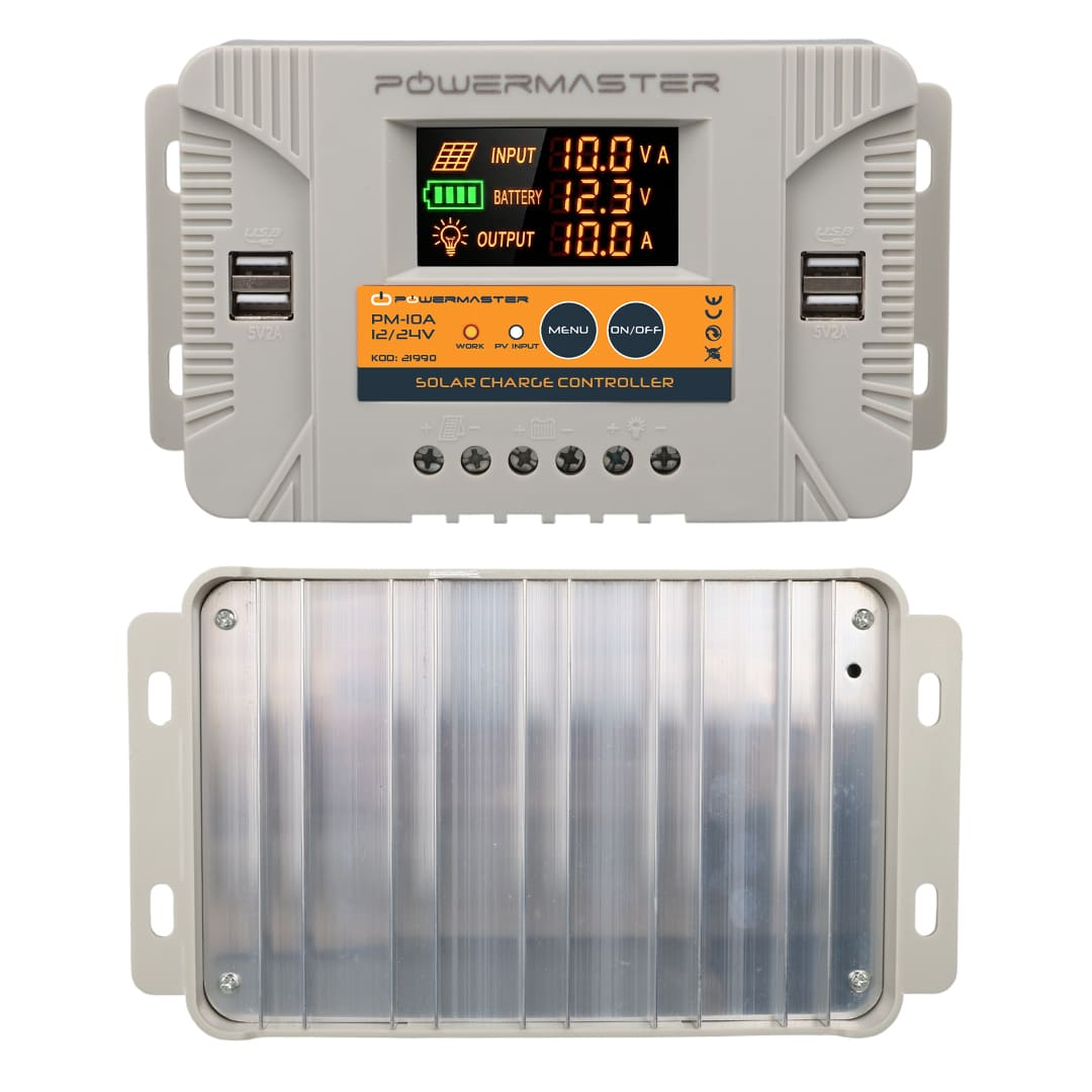 Powermaster PM-10A 12V-24V 10A 4 Usb'li Dijital Otomatik Solar Şarj Regülatörü Fiyatı - Merter Elektronik