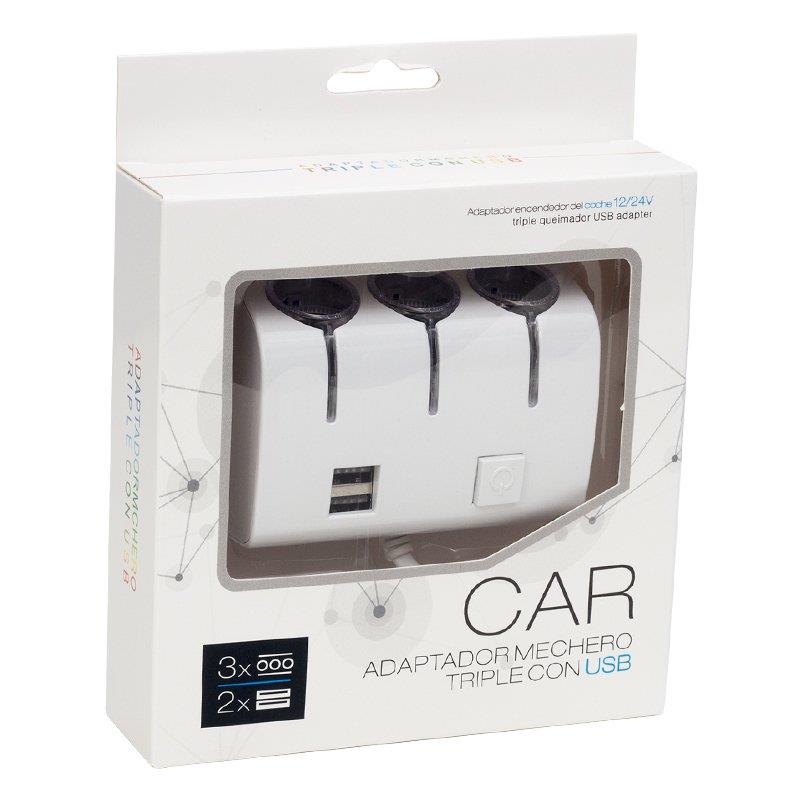 POWERMASTER PM-18952 12V/24V ÇİFT USBLİ 3LÜ OTO ÇAKMAK ÇOKLAYICI