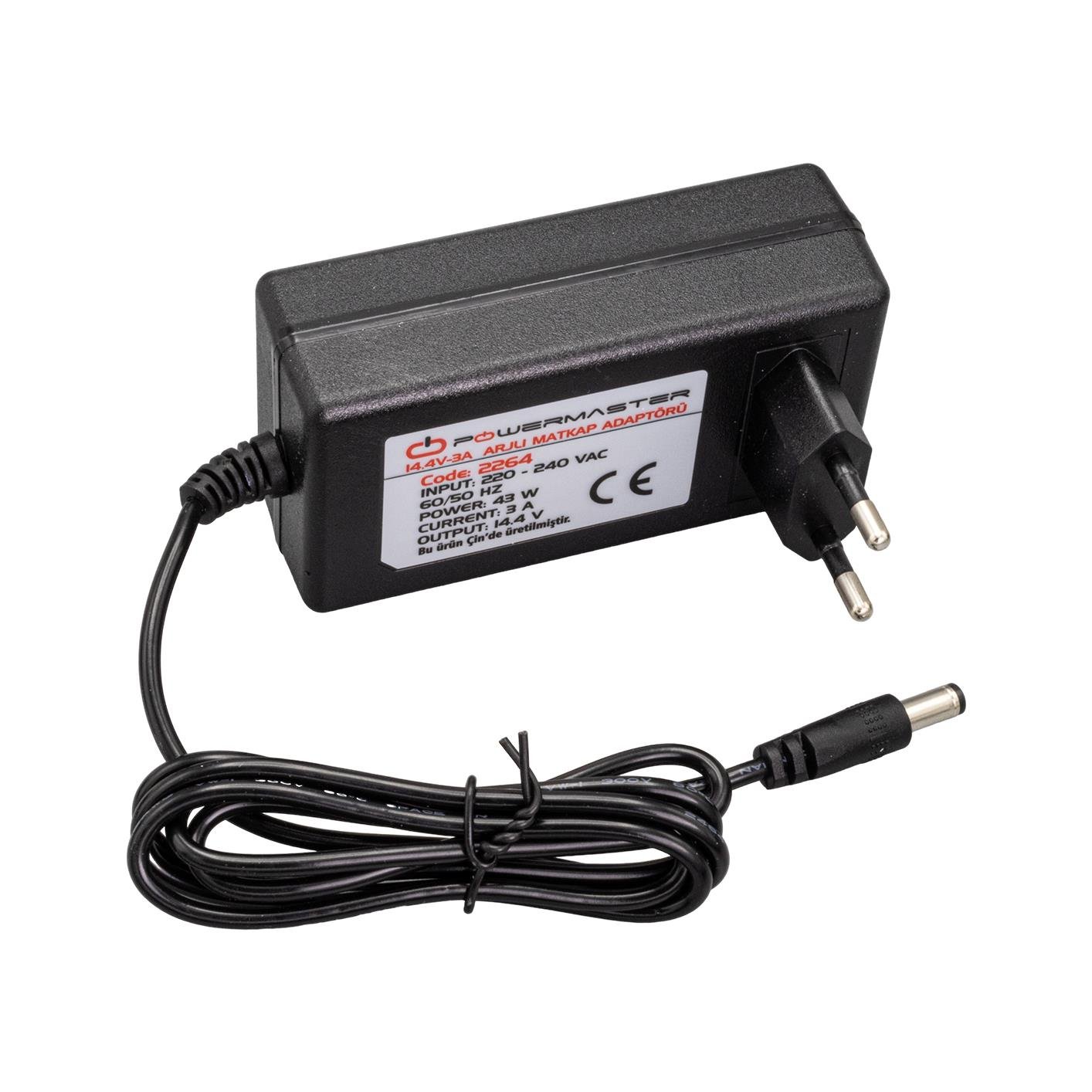 POWERMASTER PM-2264 14.4 VOLT - 3 AMPER - 43 WATT 5.5*2.5 UÇLU ŞARJLI MATKAP ADAPTÖRÜ