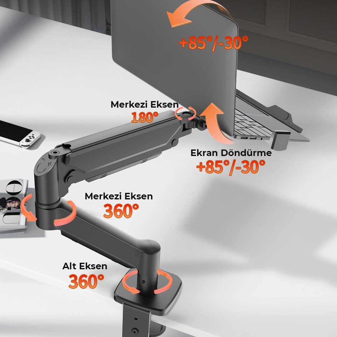 POWERMASTER PM-252-J 13-32  AMORTİSÖRLÜ STAND TEK KOL LCD-LED MONİTÖR TUTUCU STAND ASKI APARATI Fiyatı - Merter Elektronik