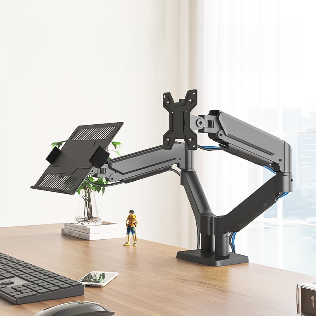 POWERMASTER PM-252D-J 13-32  AMORTİSÖRLÜ STAND ÇİFT KOL LCD-LED MONİTÖR TUTUCU STAND ASKI APARATI Fiyatı - Merter Elektronik