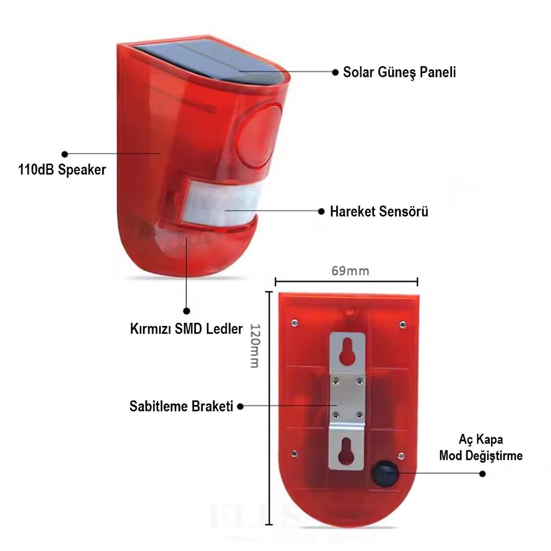 PowerMaster PM-26943 DC 5V Solar Sesli Hayvan Kovucu Alarm Cihazı Fiyatı - Merter Elektronik