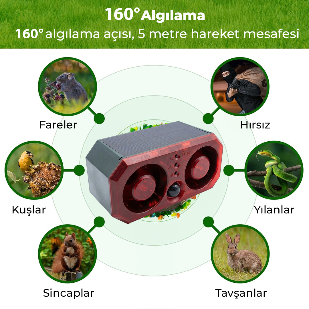 PowerMaster PM-26945 DC 5V Solar Sesli Hayvan Kovucu Alarm Cihazı Fiyatı - Merter Elektronik