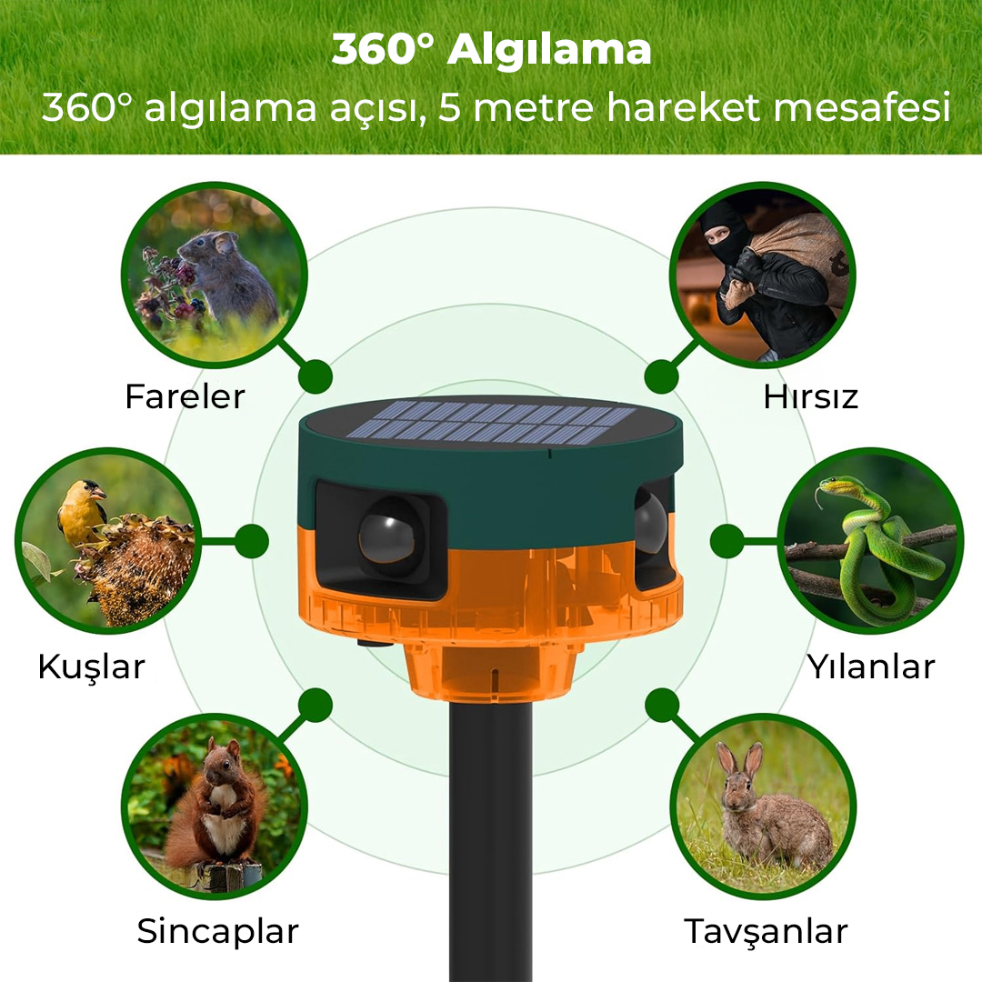 PowerMaster PM-26946 DC 5V Solar Sesli Hayvan Kovucu Alarm Cihazı Fiyatı - Merter Elektronik
