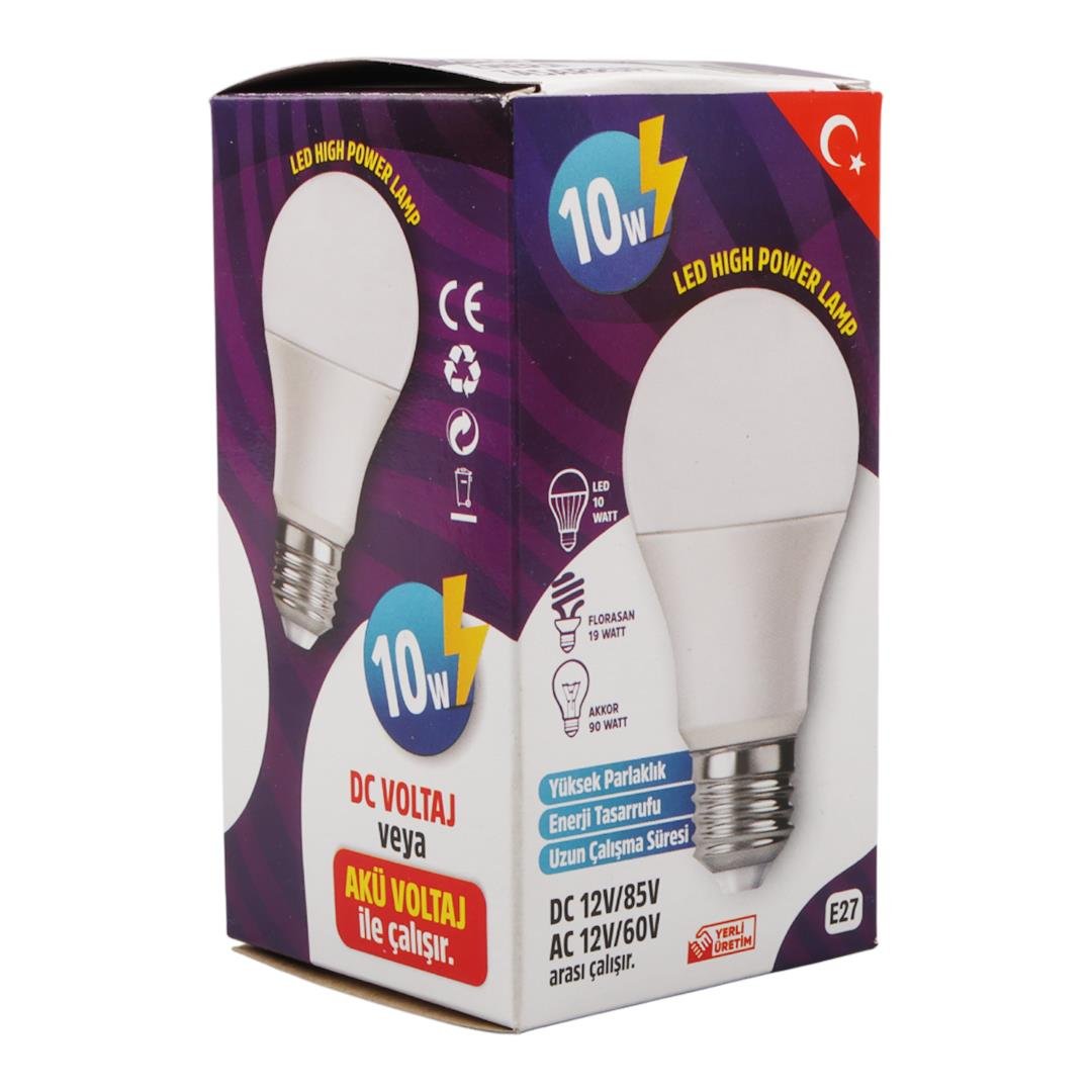 POWERMASTER PM-29496 E27 12 VOLT -  10 WATT YERLİ ÜRETİM BEYAZ LED AMPUL (DC12/85V - AC12V/60V) Fiyatı - Merter Elektronik