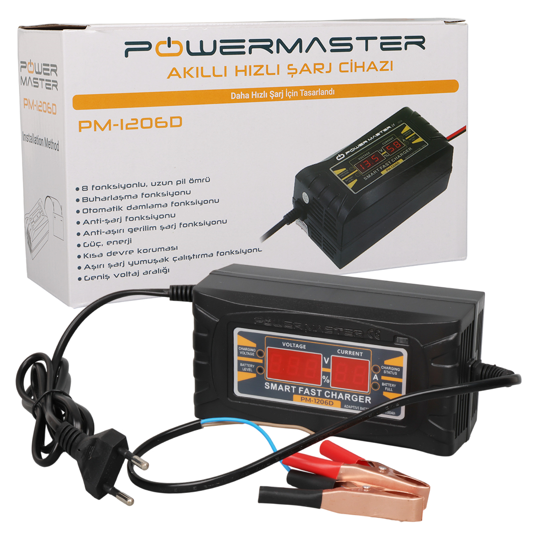 PowerMaster SON-1206D 12 Volt - 6 Amper Akıllı Hızlı Akü Şarj Cihazı Fiyatı - Merter Elektronik