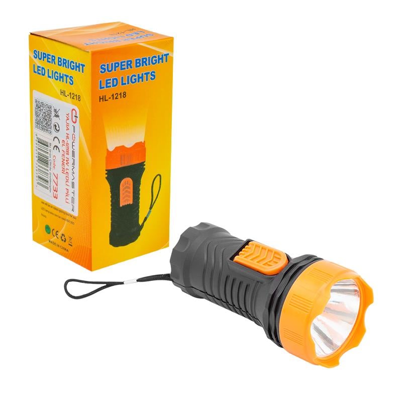 POWERMASTER YAJIA HL-1218 1 WATT LEDLİ (1XD BOY) PİLLİ EL FENERİ